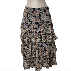 The Kooples floral gold metallic layer midi dress